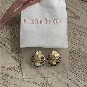Electric Picks Gold and Silver Shell Earrings